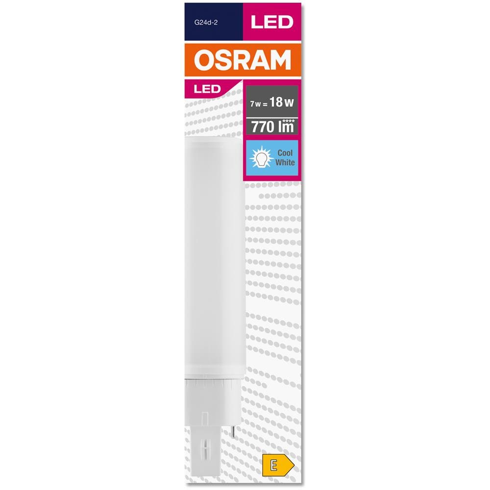 Dulux D Led Em & Ac Mains / Tubo Led: G24d-2, Lunghezza: 148 Mm, 7 W, 18 W Sostituzione Per, Opaco, Cool White, 4000 K - Foto 2