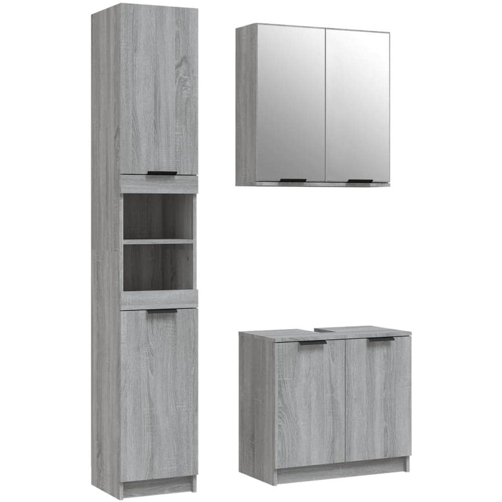 Set Mobili Da Bagno 3 Pz Grigio Sonoma In Legno Multistrato - Foto 2