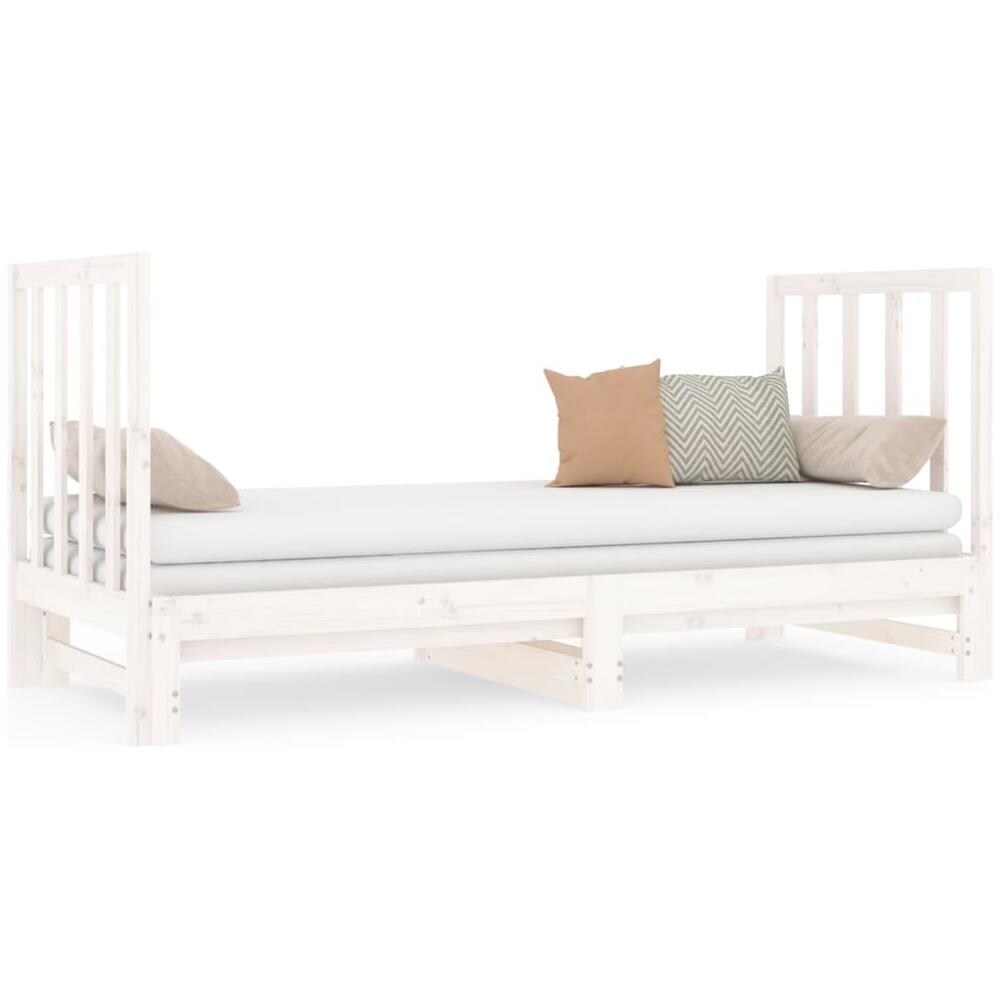 Dormeuse Estraibile Bianca 2x (90x190) Cm Legno Massello Di Pino - Foto 2