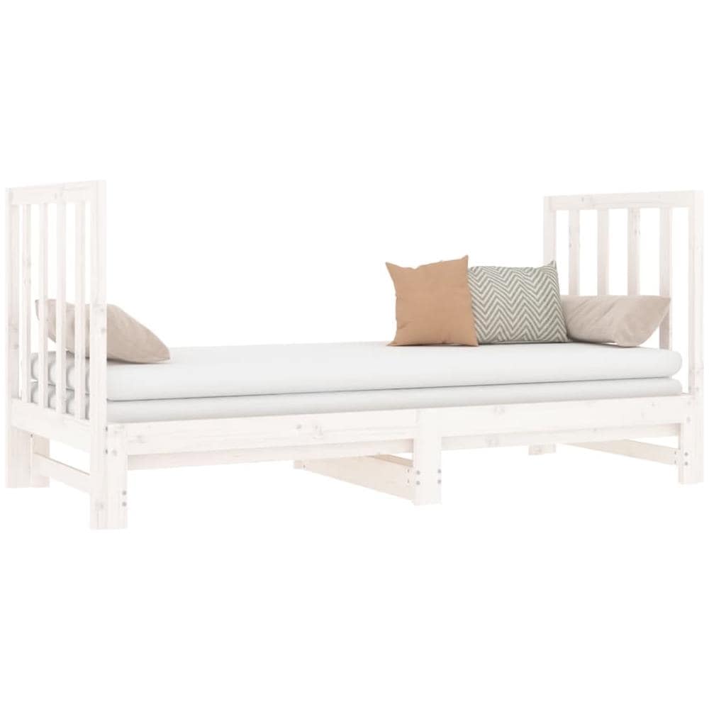Dormeuse Estraibile Bianca 2x (90x190) Cm Legno Massello Di Pino - Foto 3