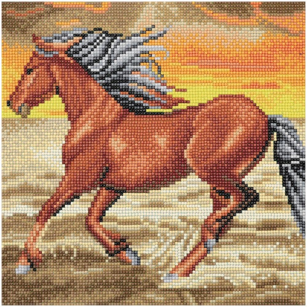 Quadro Fai Da Te Con Diamanti - Cavallo Al Galoppo - 30 X 30 Cm - Foto 1