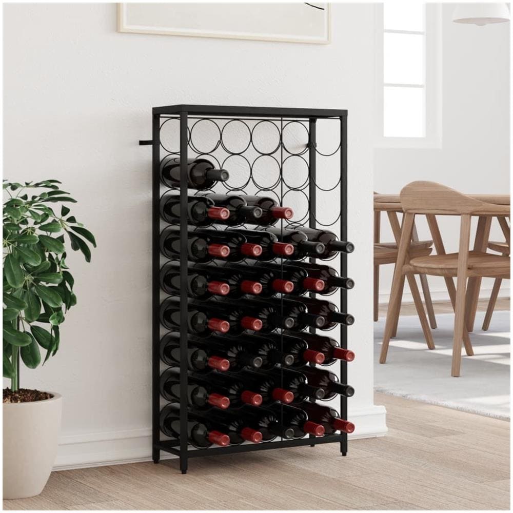 Portavini Da 45 Bottiglie Nero 54x18x100cm In Ferro Battuto - Foto 1