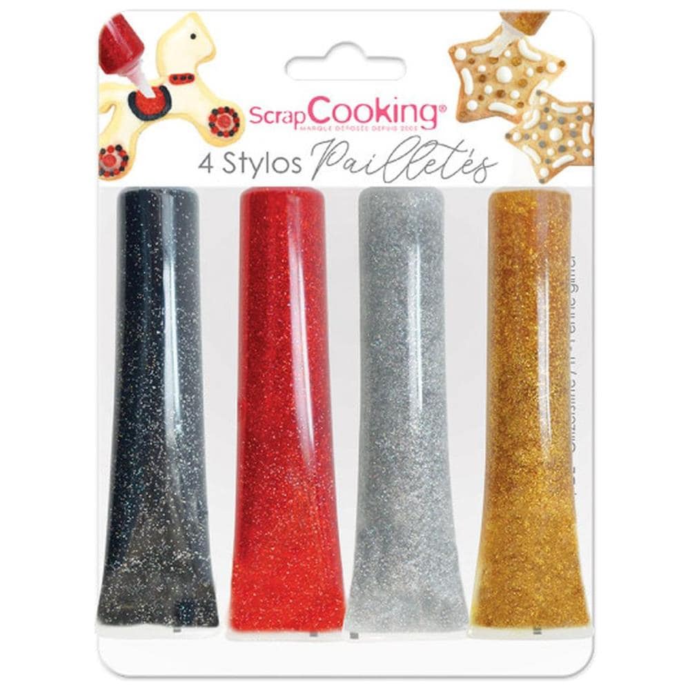 Kit Di 4 Penne Glitter - Nero, Rosso, Grigio, Oro - Foto 1