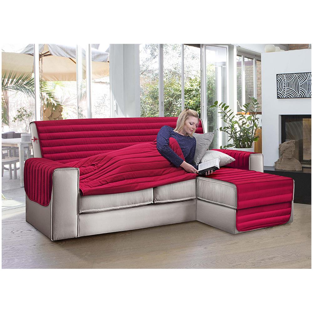 Copridivano Trapuntato Per Divani Con Penisola Modello Simpaty Colore Bordeaux 240 Cm Bordeaux - Foto 2