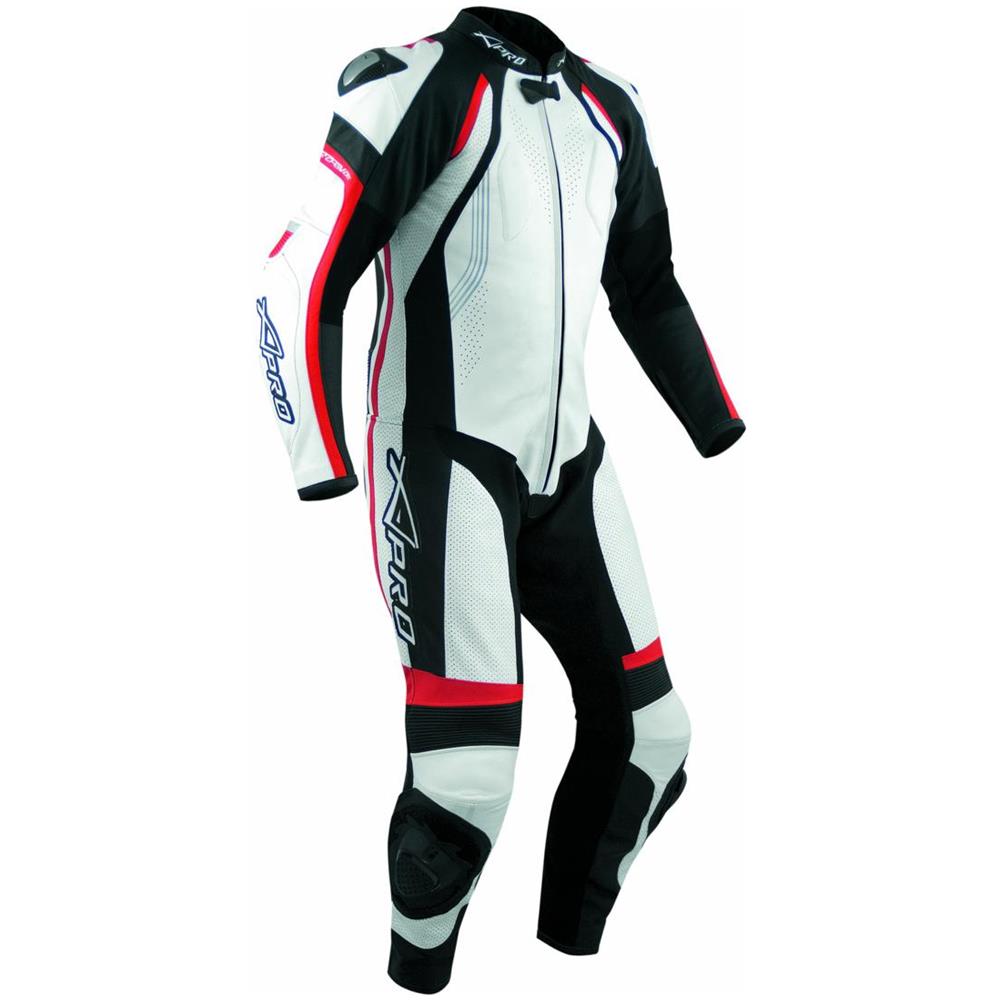 Tuta Pelle Pista Moto Protezioni Ce Omologate Inserti Titanio Intera Rosso 50 - Foto 1