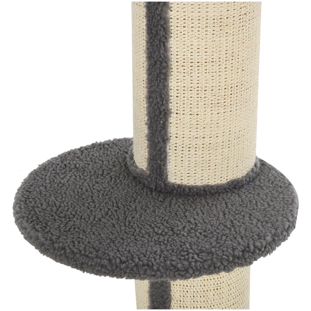 Tiragraffi Ad Albero Per Gatti Con Cuccia Cuscino Rivestimento Grigio E Pali In Corda Sisal - Foto 8