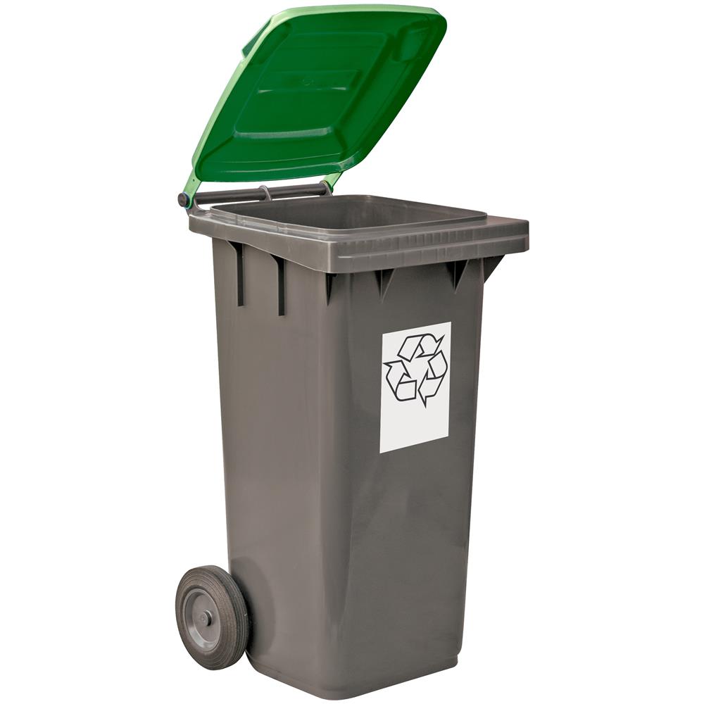 Bidone Carrellato Per Raccolta Differenziata 120 Litri Bicolore - Fondo Grigio E Coperchio Verde Scuro - Foto 1