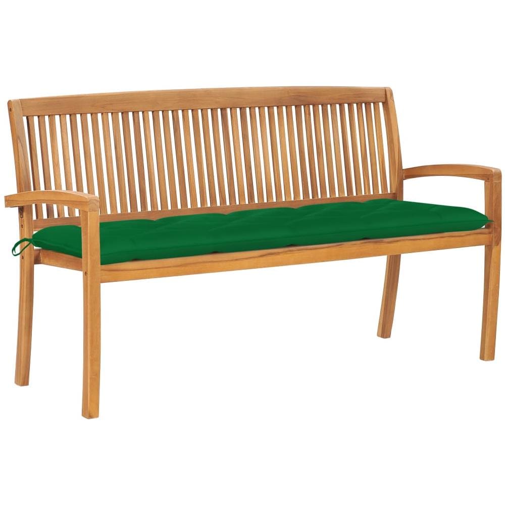 Panchina Da Giardino Impilabile E Cuscino 159cm Teak Massello - Foto 1