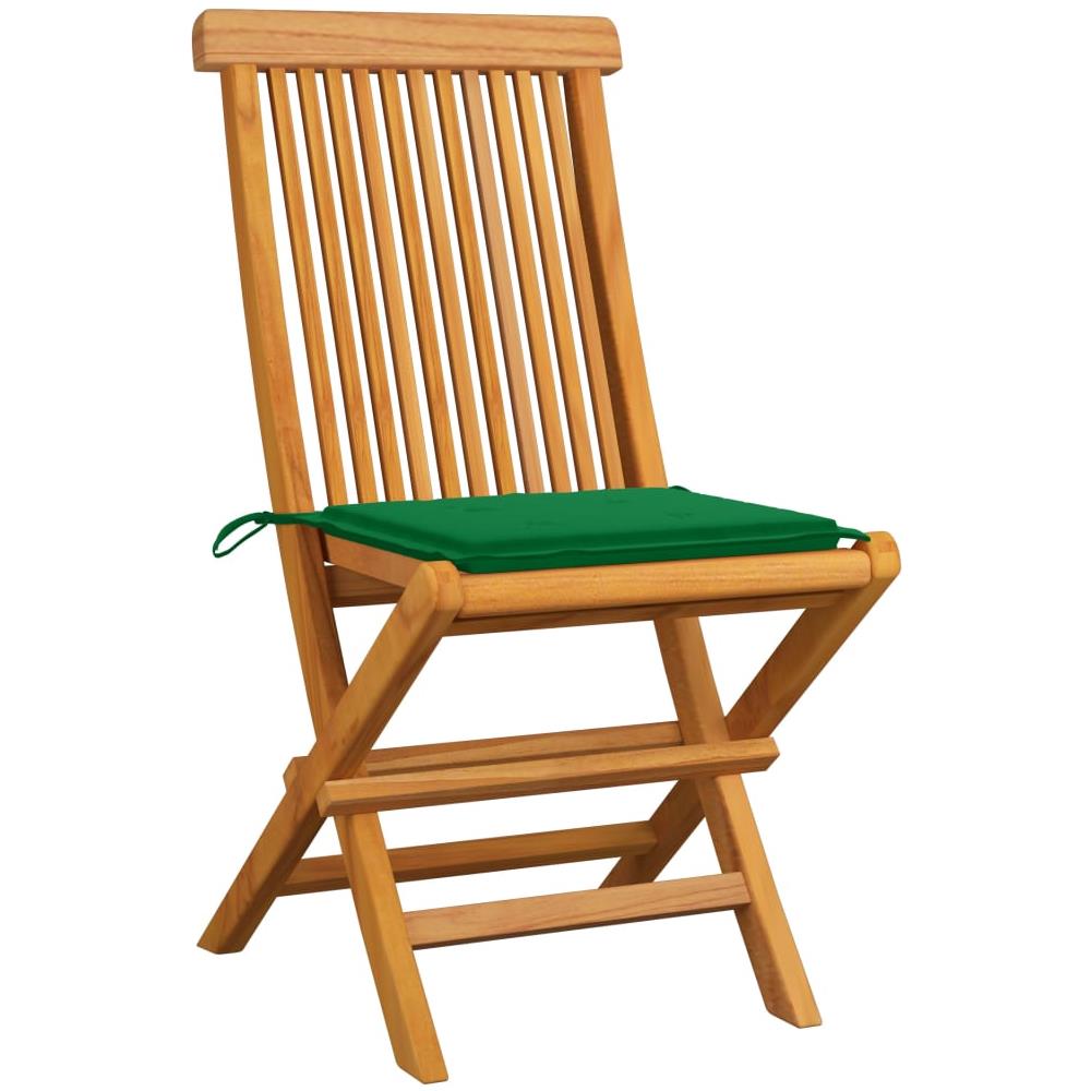 Sedie Da Giardino Con Cuscini Verdi 2 Pz In Massello Di Teak - Foto 2