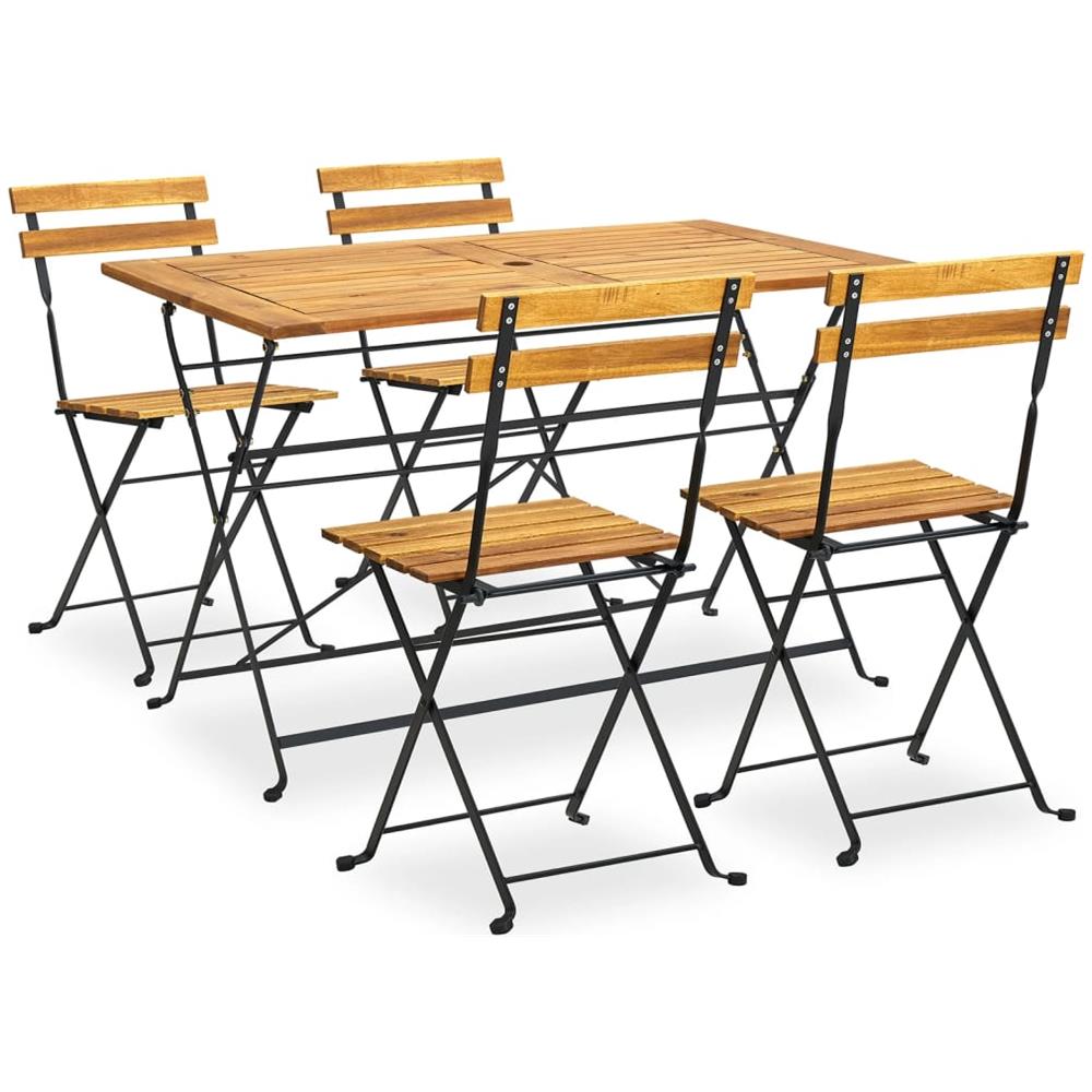Set Da Pranzo Da Giardino 5 Pz In Legno Massello Di Acacia - Foto 1
