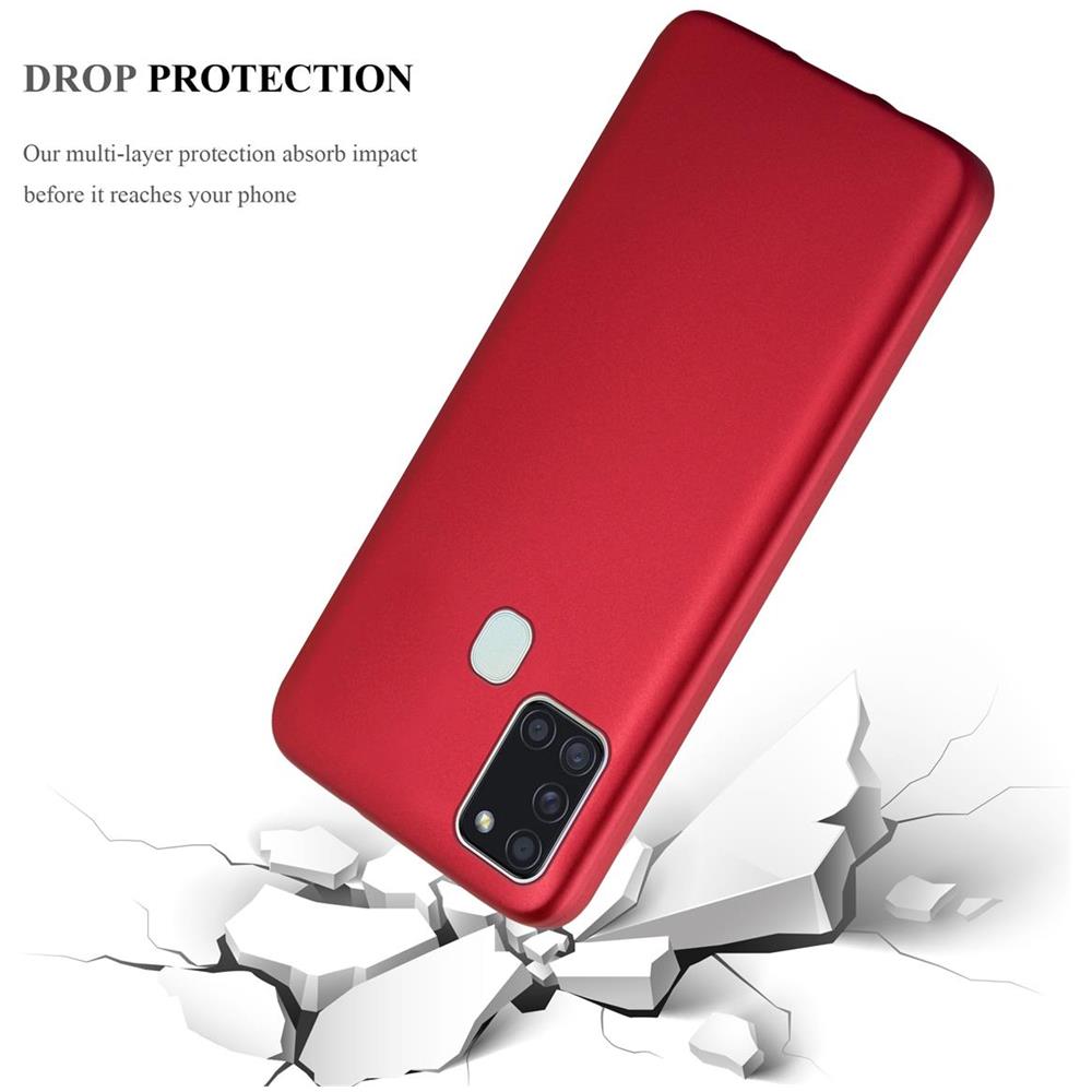 Custodia Compatibile Con Samsung Galaxy A21s In Rosso Metallico - Coperchio Protettivo In Silicone Tpu Flessibile - Foto 7