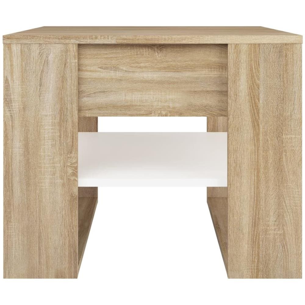 Tavolino Bianco E Rovere Sonoma 55,5x55x45 Cm Legno Multistrato - Foto 2