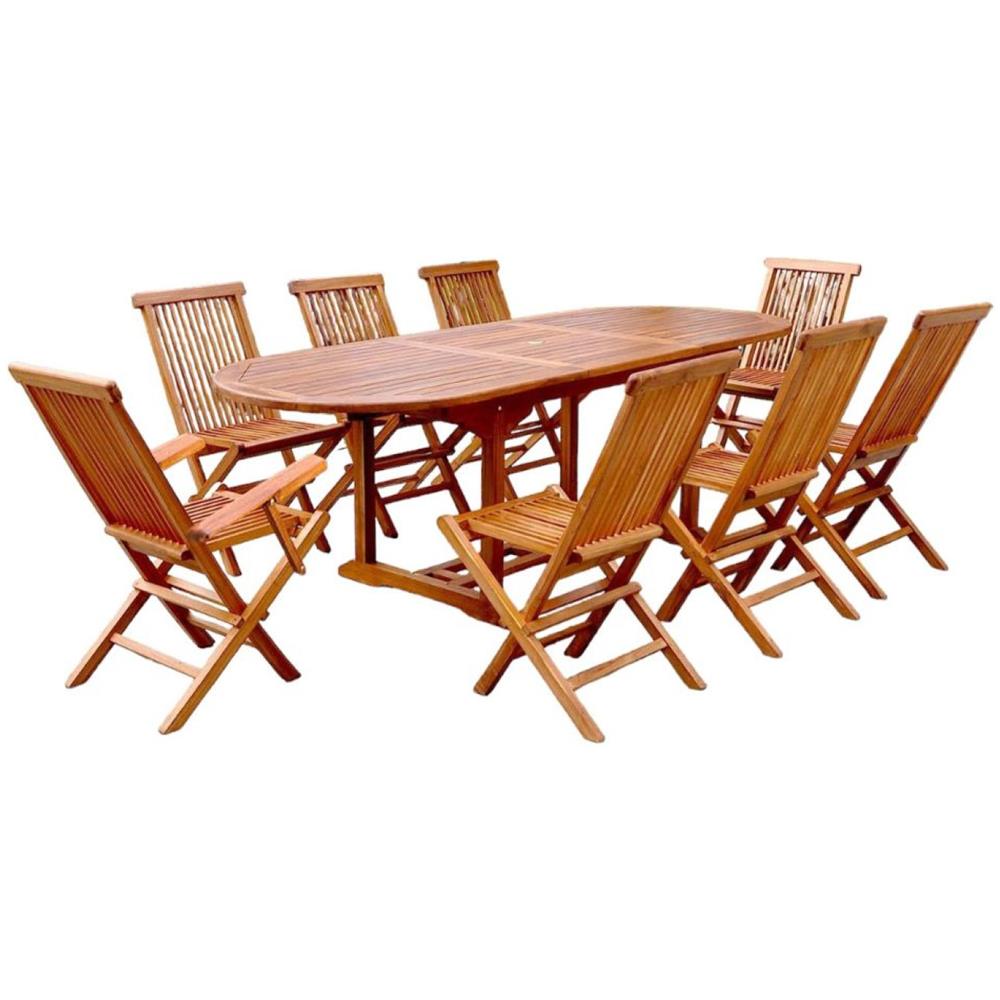 Tavolo Da Giardino Ovale 6 Sedie E 2 Poltrone In Teak Oliato Lubok - Foto 7