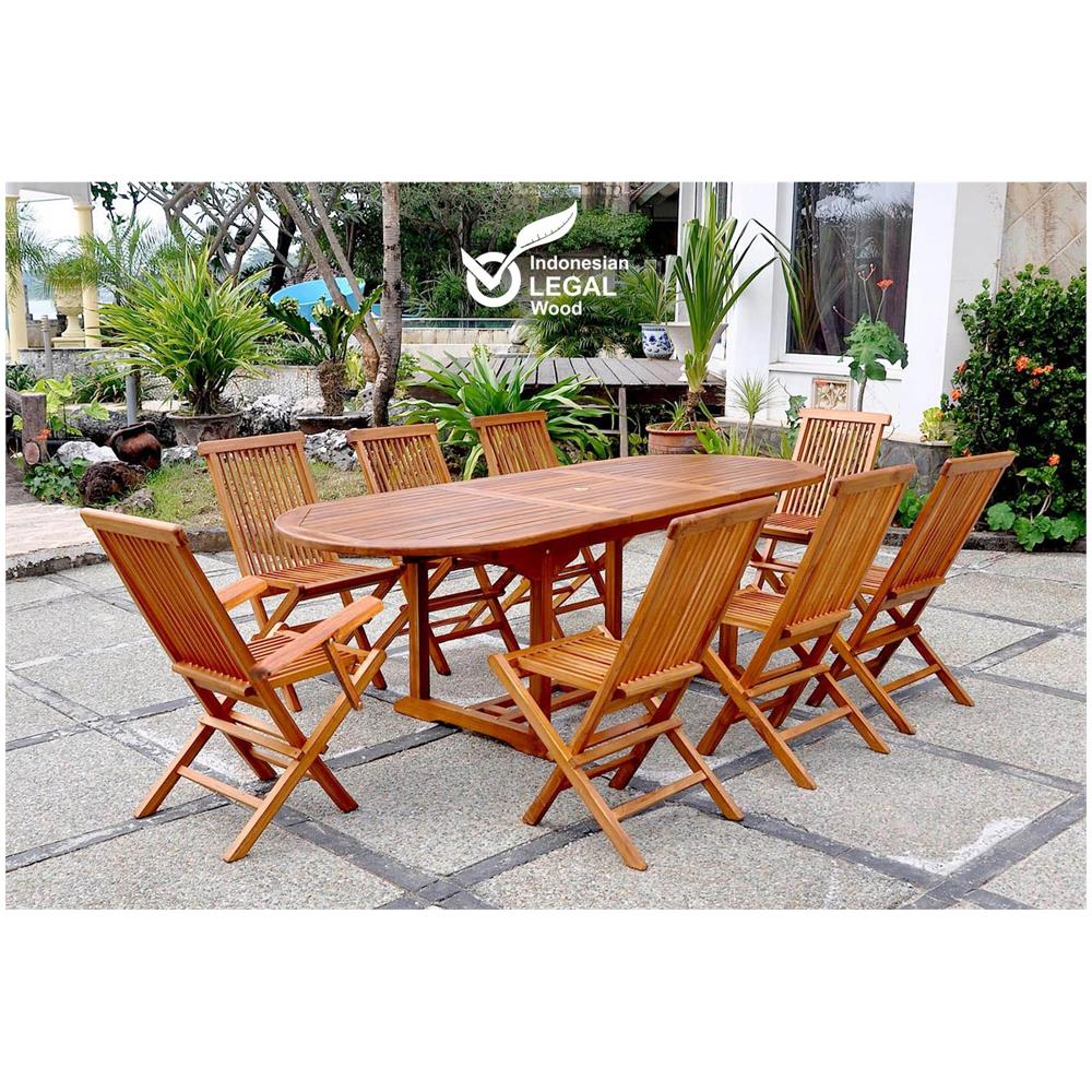 Tavolo Da Giardino Ovale 6 Sedie E 2 Poltrone In Teak Oliato Lubok - Foto 1