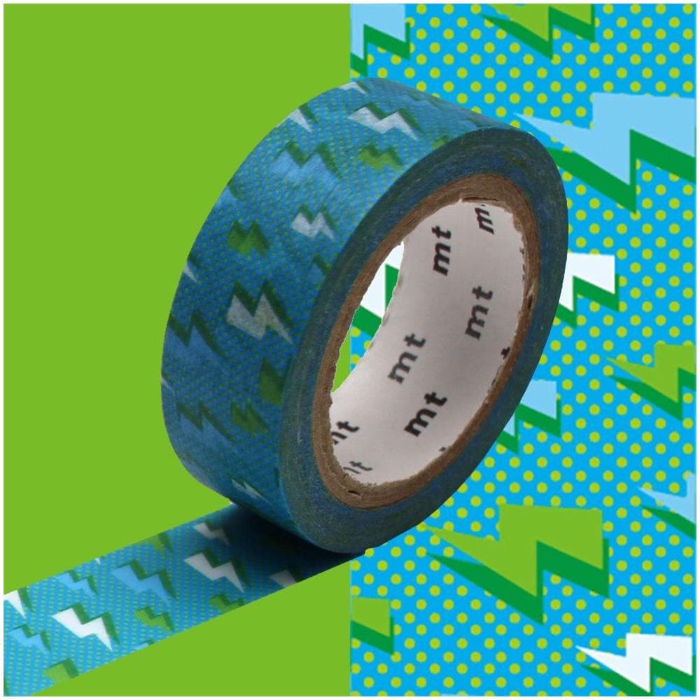 Nastro Adesivo Decorativo Con Fulmini Su Sfondo Blu - 1,5 Cm X 7 M - Foto 1