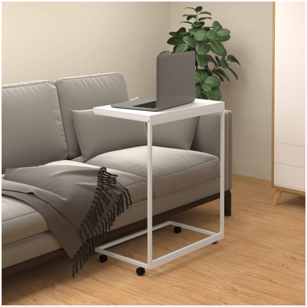 Tavolino Con Ruote Bianco 55x35x70 Cm In Legno Multistrato - Foto 1