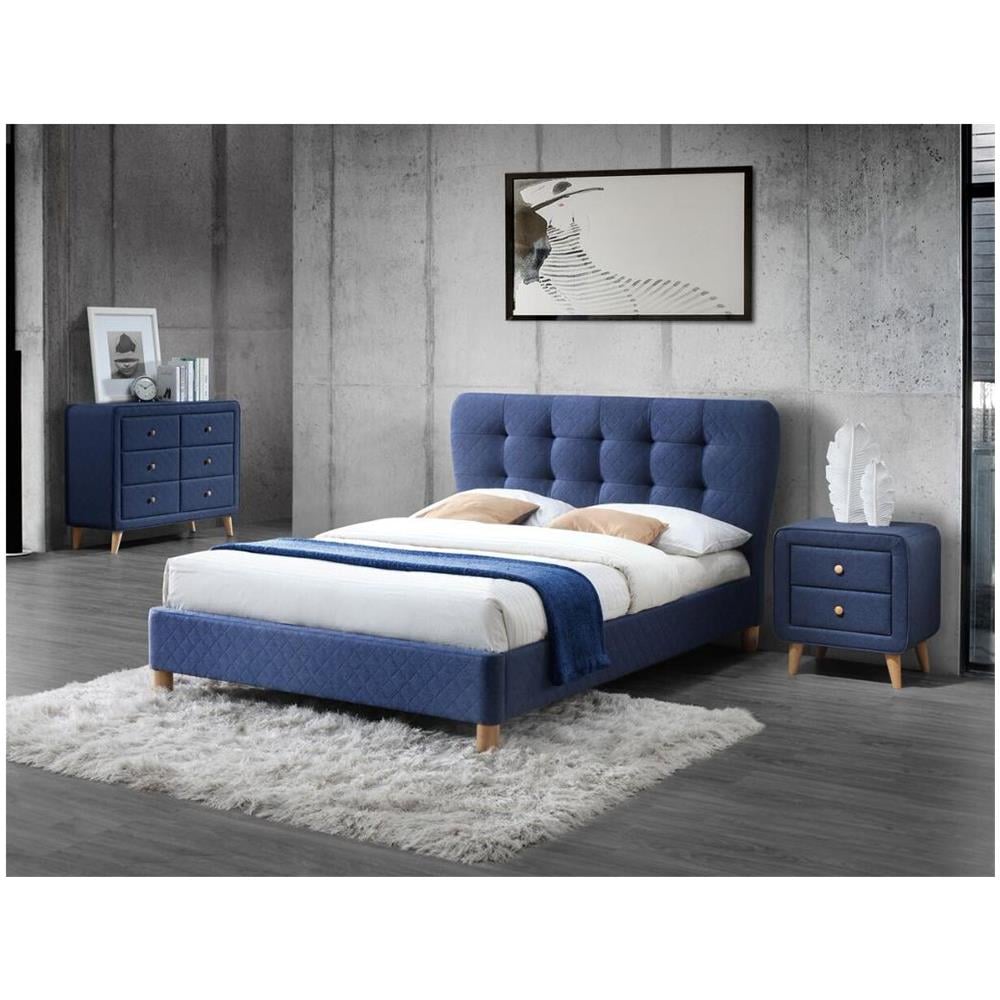 Letto estraibile capitonnè 140x200cm+90x200cm, letto con doppia piattaforma con 2 cassetti