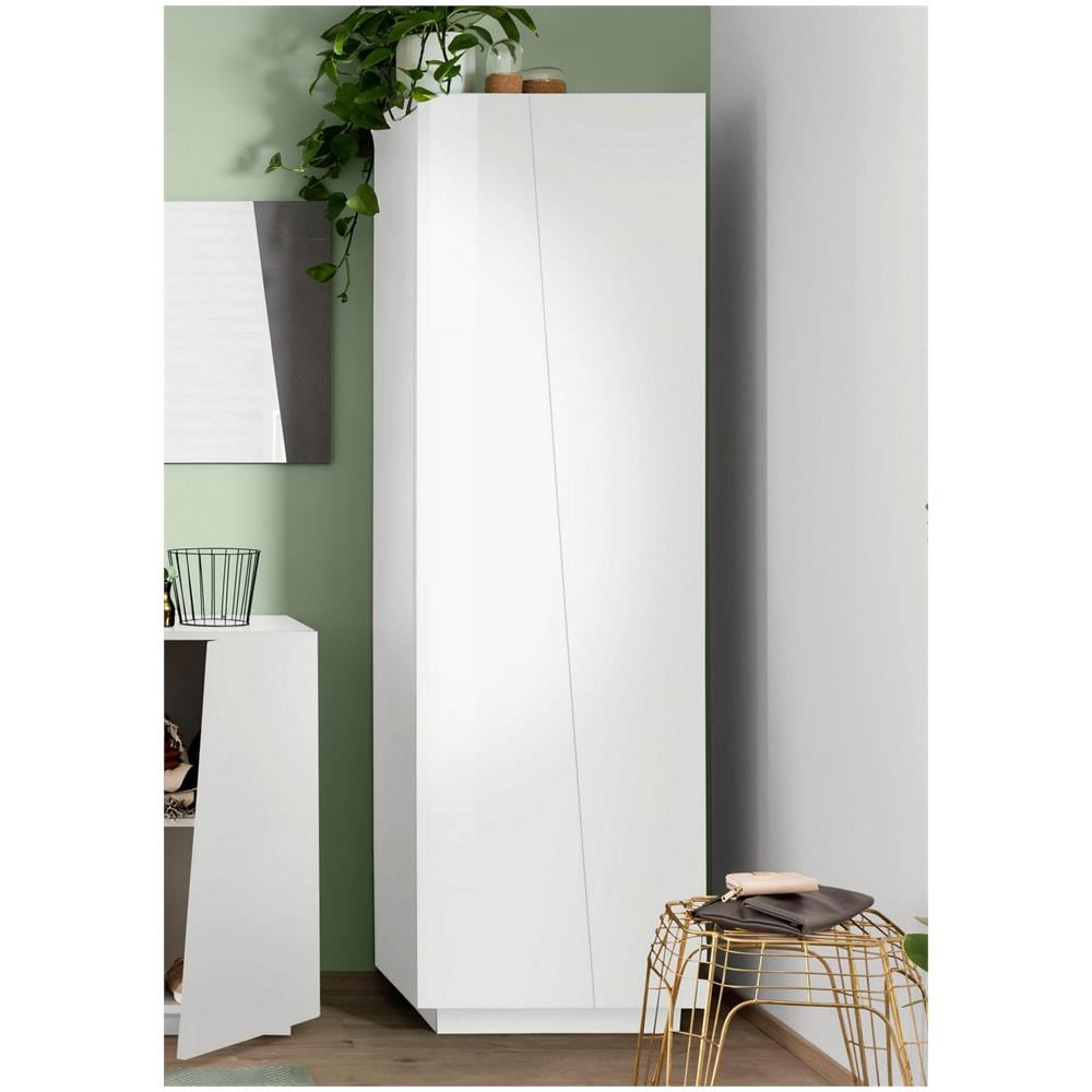 Armadio Multiuso Medea, Portascarpe A 2 Ante E 5 Ripiani, Mobile Multifunzione, 100% Made In Italy, Cm 60x38h200, Bianco Lucido - Foto 1