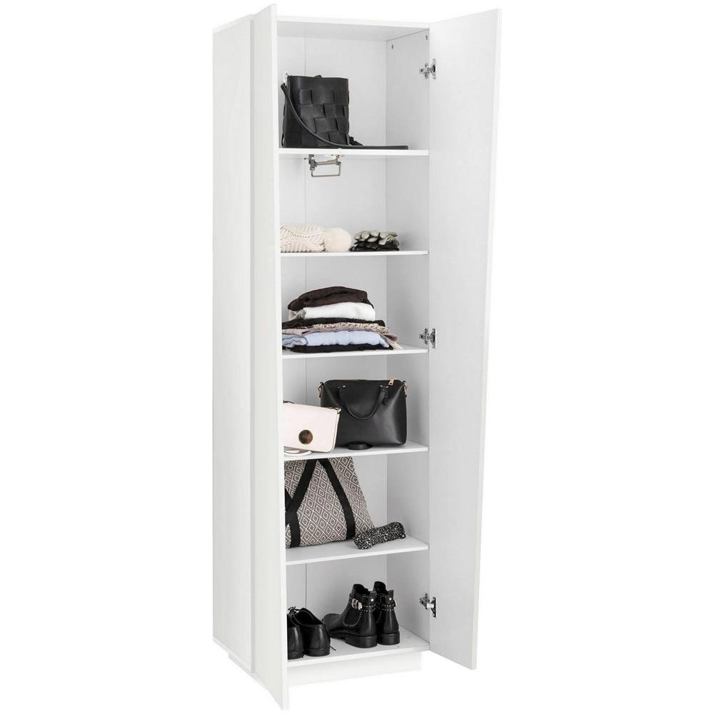 Armadio Multiuso Medea, Portascarpe A 2 Ante E 5 Ripiani, Mobile Multifunzione, 100% Made In Italy, Cm 60x38h200, Bianco Lucido - Foto 4