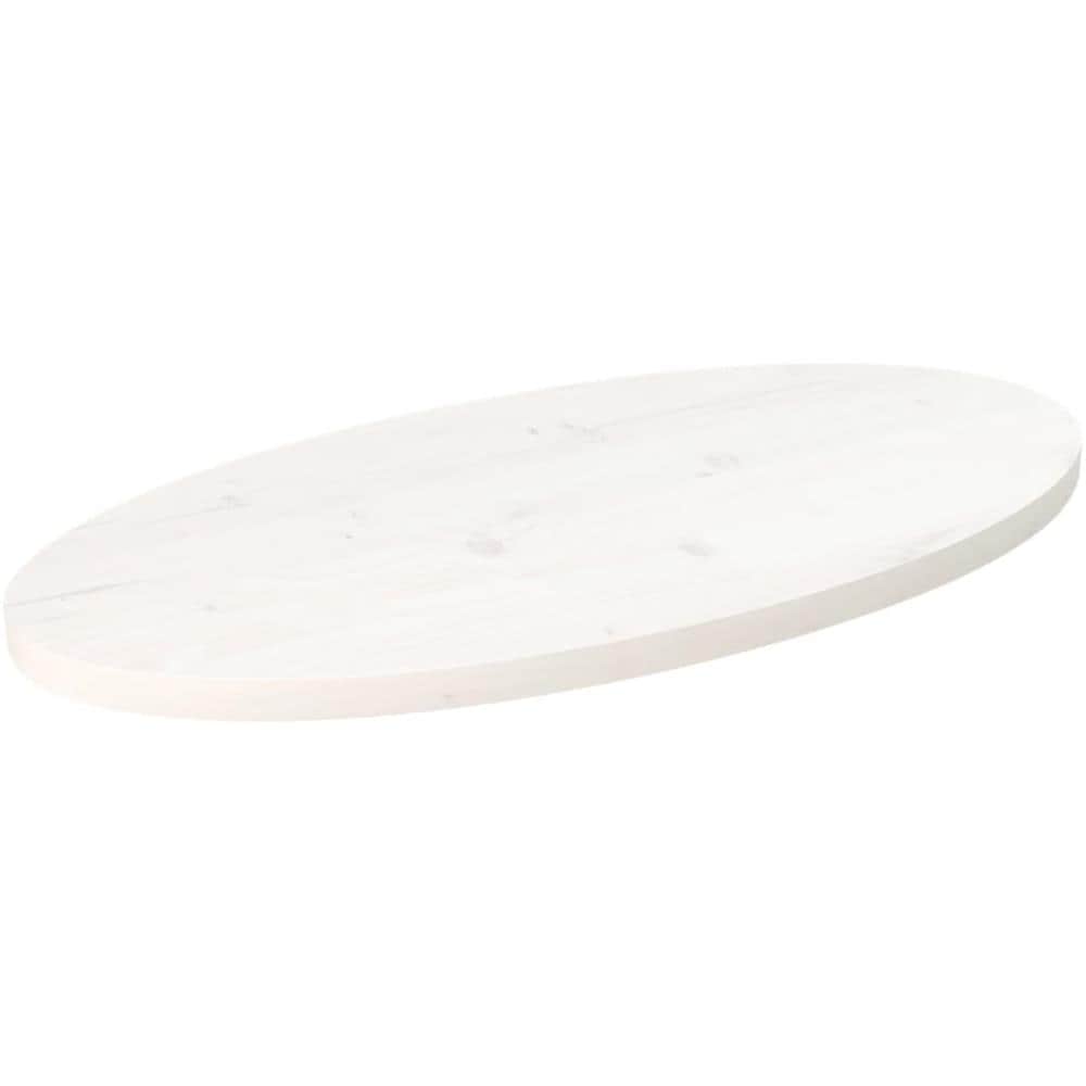 Piano Tavolo Bianco 80x40x2,5cm In Legno Massello Di Pino Ovale - Foto 1