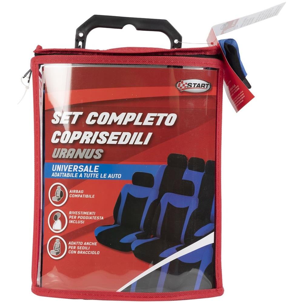 Set Completo Coprisedili E Poggiatesta Uranus - Nero E Blu - Per Tutte Le Auto, Anche Per Sedili Con Braccioli - Foto 2