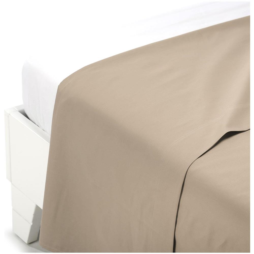 Lenzuolo Superiore In Cotone Colore Marrone Misura Singolo - Foto 1