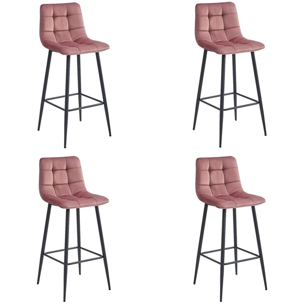 Set di 4 sgabelli da bar TEOTO - velluto rosa scuro / gambe nere - Foto 1