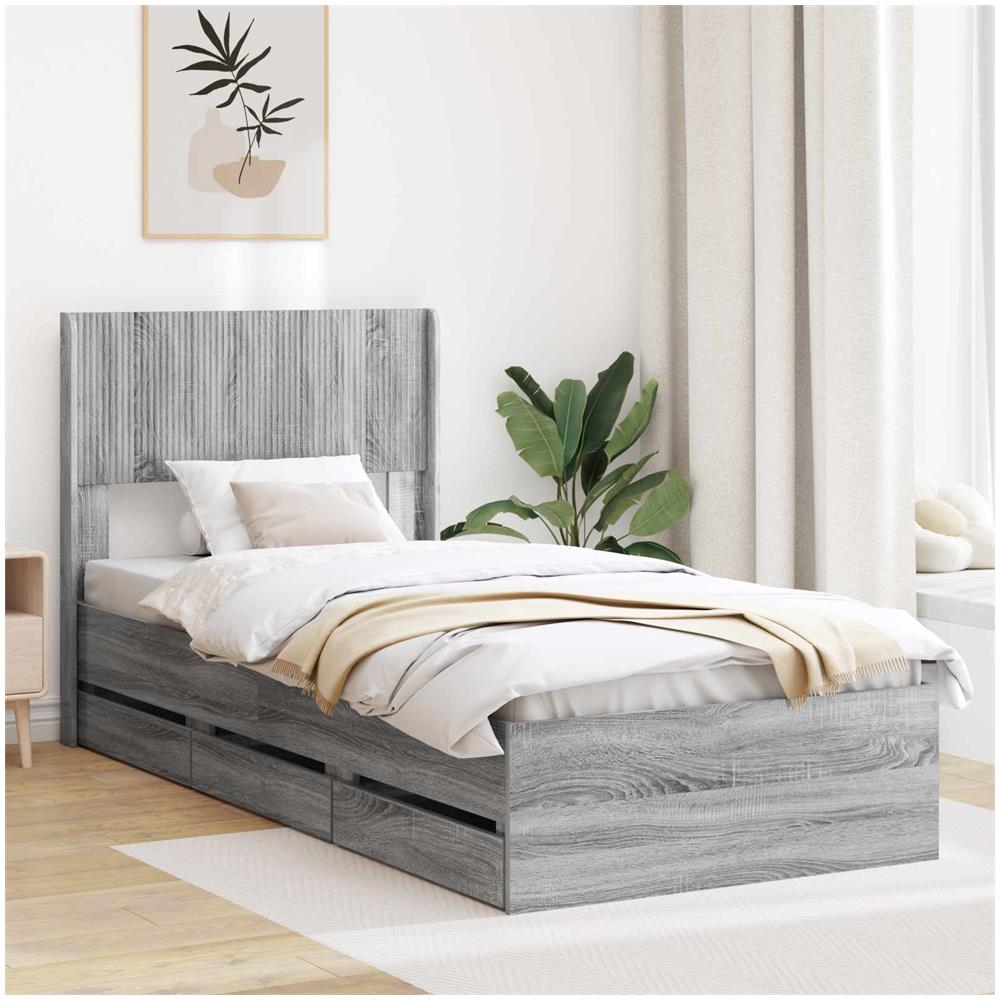 Struttura del letto con stoccaggio e testata Grigio Sonoma - Foto 1