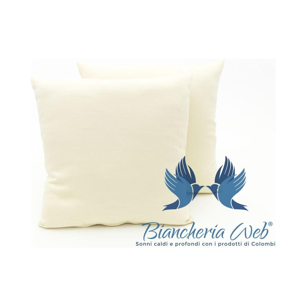 Coppia Cuscini Arredo Imbottiti Tessuto Ottoman In Tinta Unita Colore Panna 12 50x50 Panna 12 - Foto 1