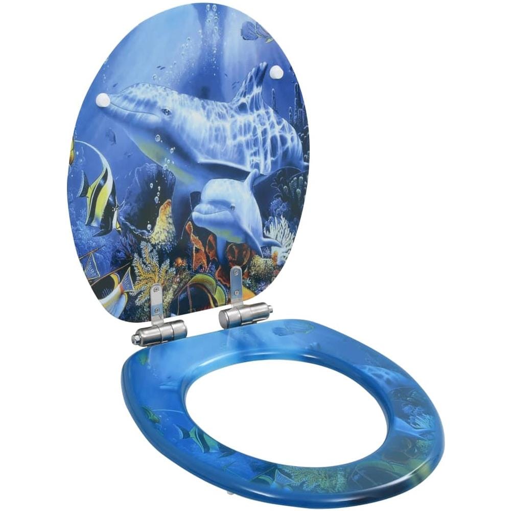 Tavoletta Wc Coperchio Chiusura Morbida Mdf Delfini - Foto 1