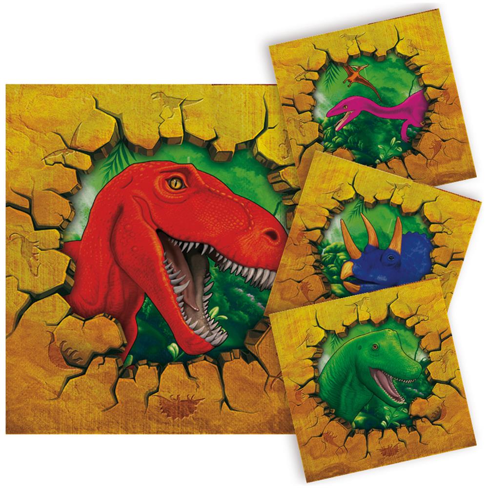 Folat Bv - 16 Tovagliolini Di Carta Colorati Dinosauri - Foto 1