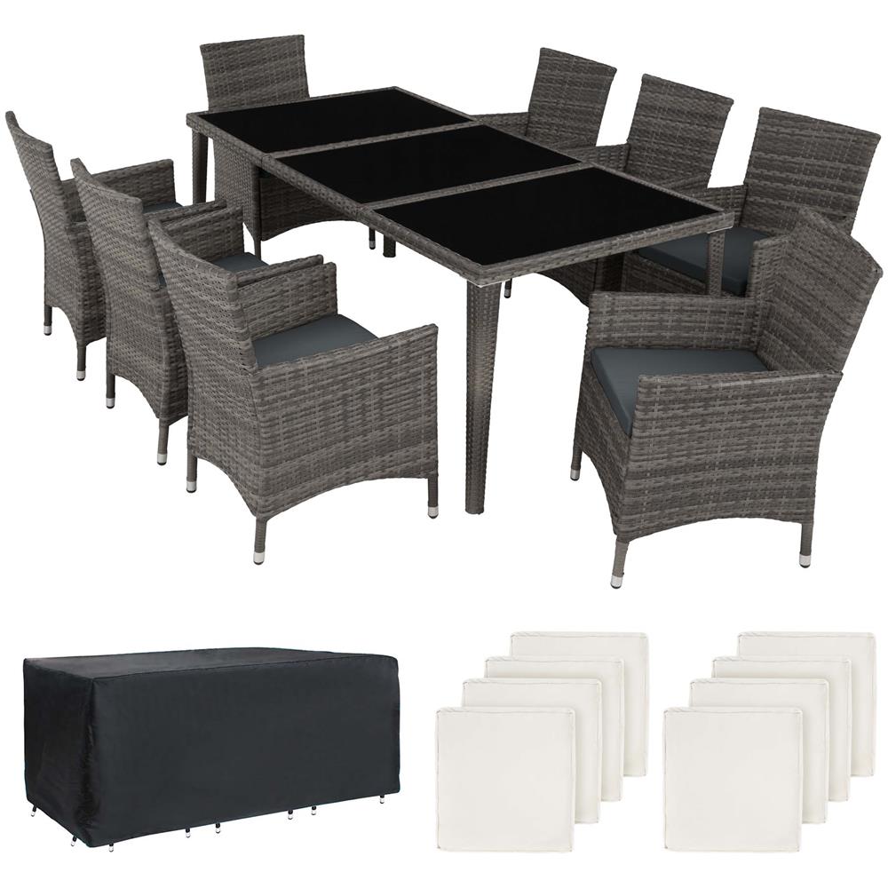 Set In Rattan Monaco, Alluminio - Grigio - Foto 1