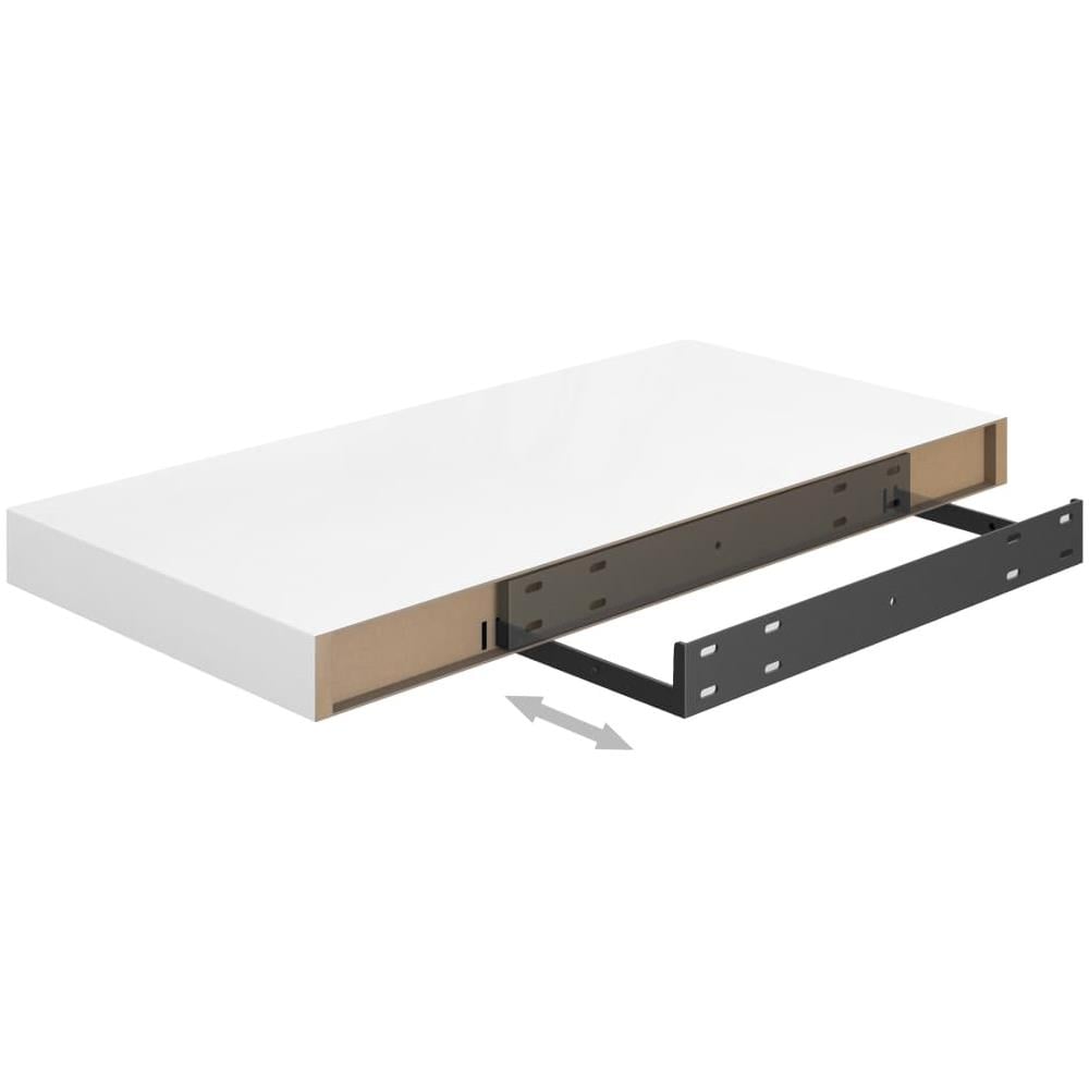 Scaffali A Parete 2 Pz Bianco Lucido 50x23x3,8 Cm In Mdf - Foto 8