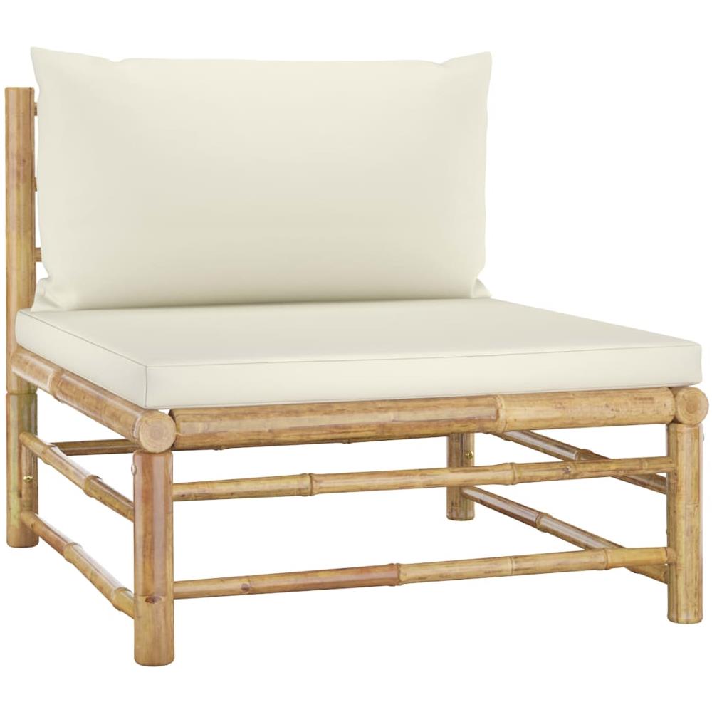Set Divani Da Giardino 4 Pz Con Cuscini Bianco Crema In Bambù - Foto 2