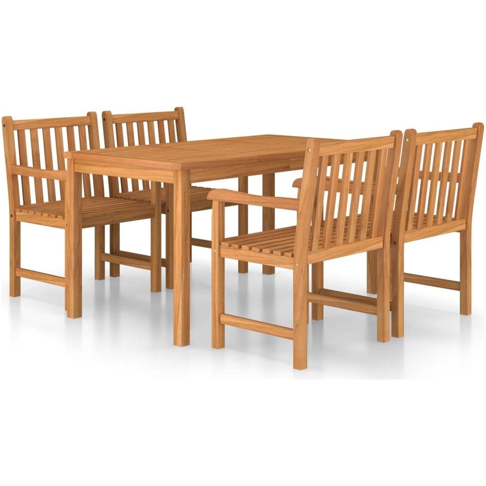 Set da Pranzo per Esterni 5 pz in Legno Massello di Teak - Foto 1