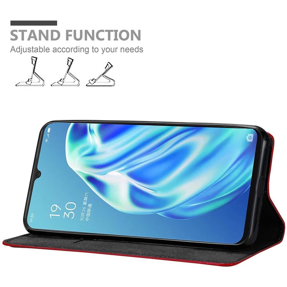 Custodia Compatibile Con Oppo A91 In Rosso Mela - Coperchio Protettiva Con Chiusura Magnetica, Funzione Stand E Tasca Per Le Carte - Foto 2