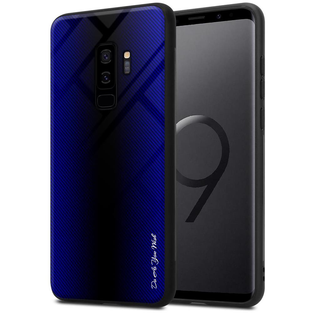 Custodia Compatibile Con Samsung Galaxy S9 Plus - Ottica A Strisce In Cobalto Viola - Coperchio Protettivo In Vetro Temperato E Silicone Tpu - Foto 1
