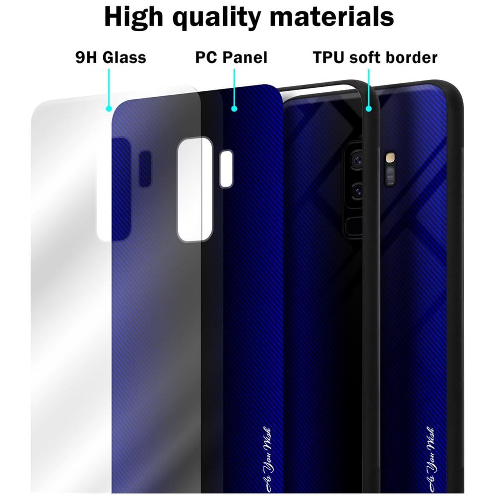 Custodia Compatibile Con Samsung Galaxy S9 Plus - Ottica A Strisce In Cobalto Viola - Coperchio Protettivo In Vetro Temperato E Silicone Tpu - Foto 7