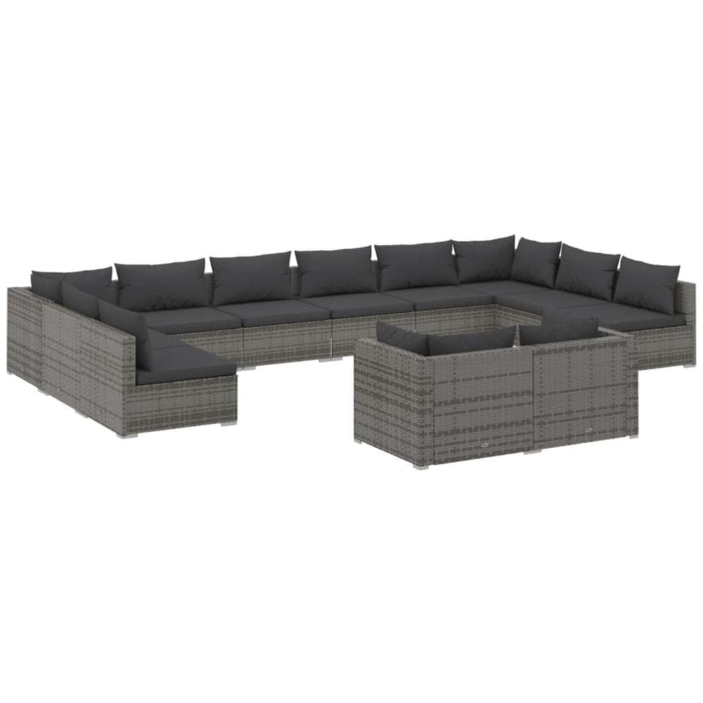 Set Divani Da Giardino 12 Pz Con Cuscini In Polyrattan Grigio - Foto 1