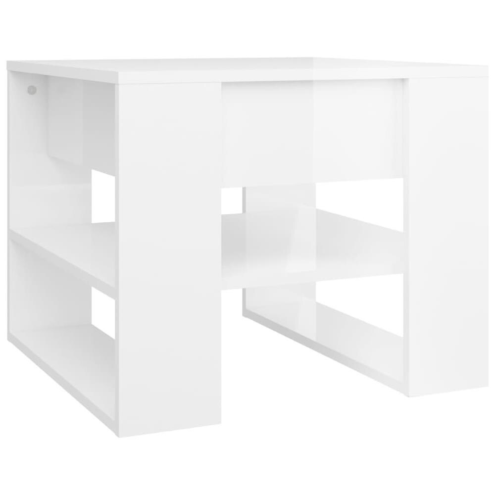 Tavolino Salotto Bianco Lucido 55,5x55x45 Cm Legno Multistrato - Foto 1