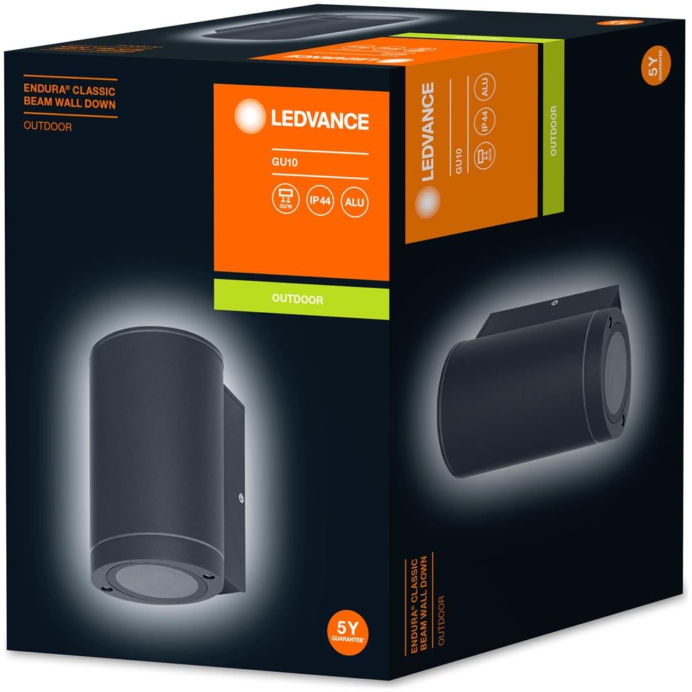 Lampada Da Parete A Led Di Ledvance Per 1x Lampadine Gu10, Luce Di Design Per Esterna, Per Illuminazione Indiretta A 1 Lati, Realizzata In Alluminio Di Alta Qualità In Grigio Scuro, Enduura Raggio Parete Da Parete Gu10 - Foto 3