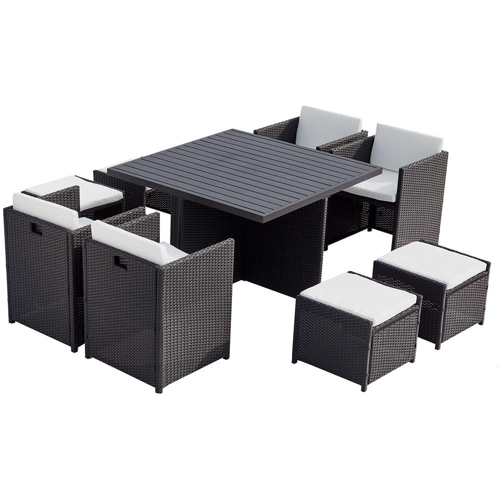 Salotto Da Giardino A Incasso 8 Posti Resina Intrecciata Nero/bianco Sunset - Foto 1