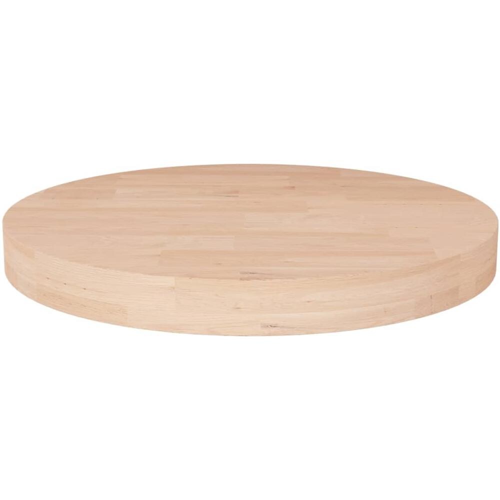 Piano Tavolo Rotondo 50x4 Cm Massello Di Rovere Non Trattato - Foto 1
