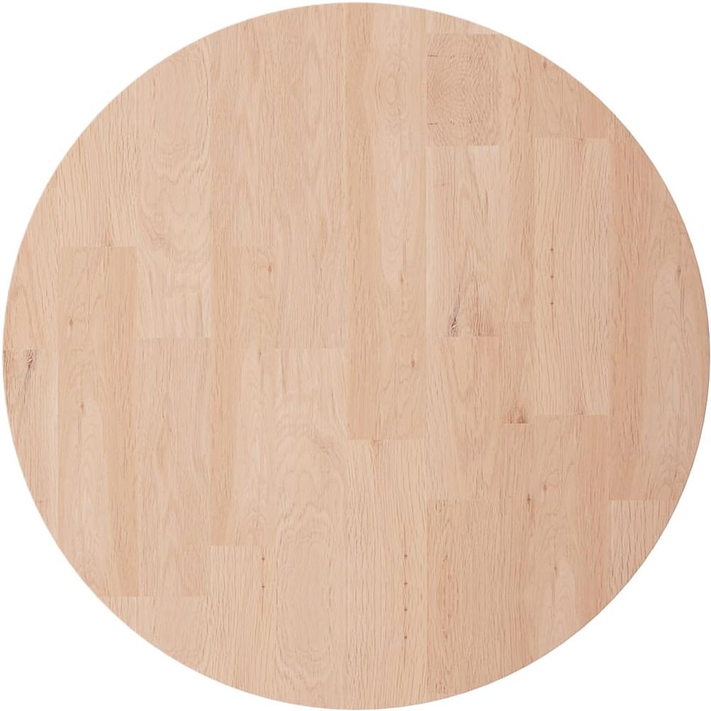 Piano Tavolo Rotondo 50x4 Cm Massello Di Rovere Non Trattato - Foto 2