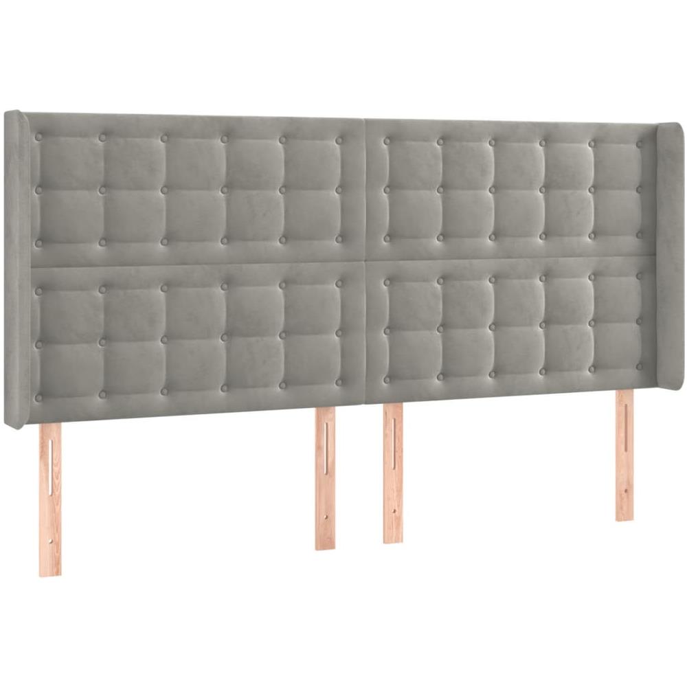 Testiera Ad Orecchio Grigio Chiaro 163x16x118/128 Cm In Velluto - Foto 2