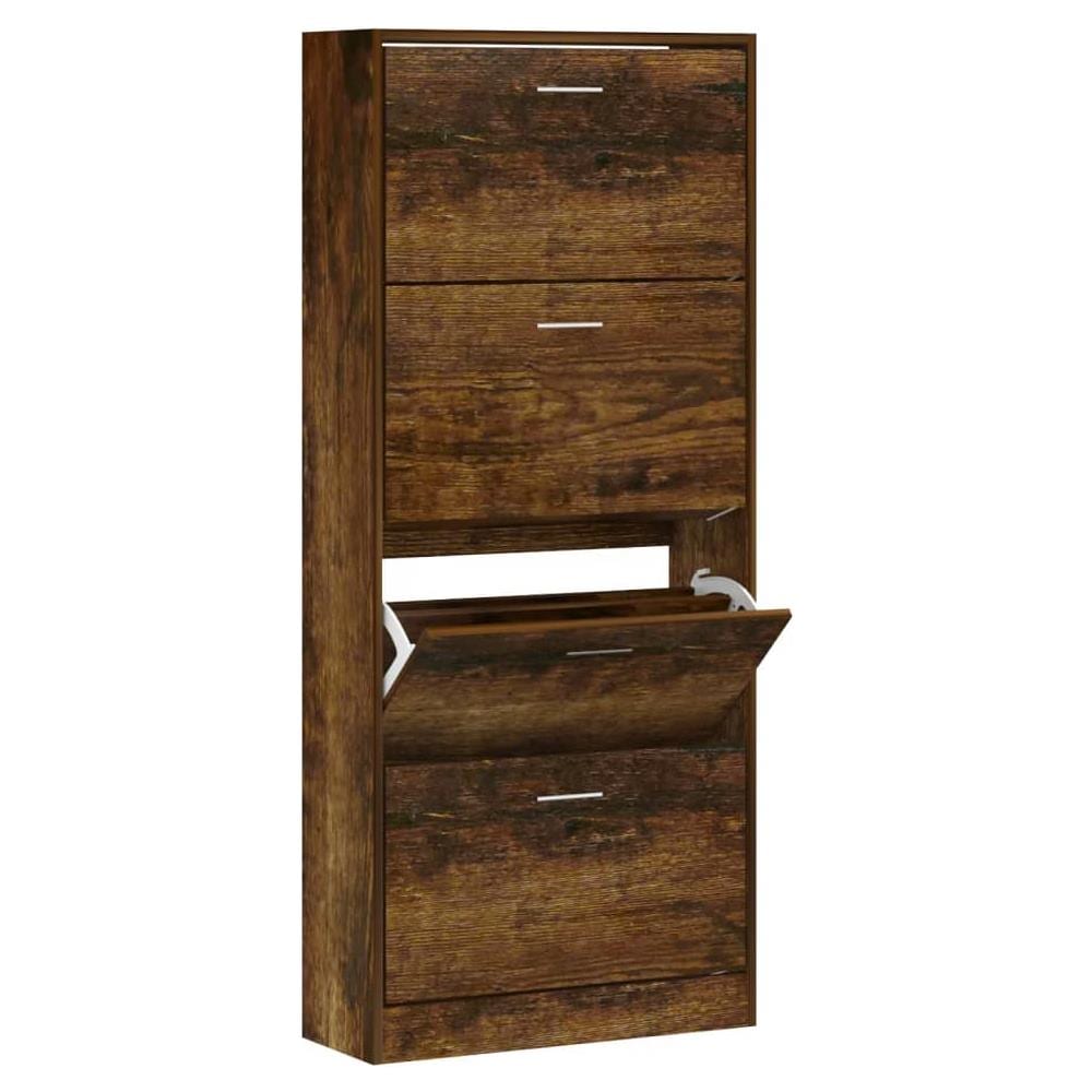 Scarpiera Rovere Fumo 63x24x147 Cm In Legno Multistrato - Foto 2