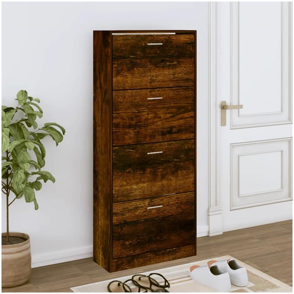 Scarpiera Rovere Fumo 63x24x147 Cm In Legno Multistrato - Foto 1