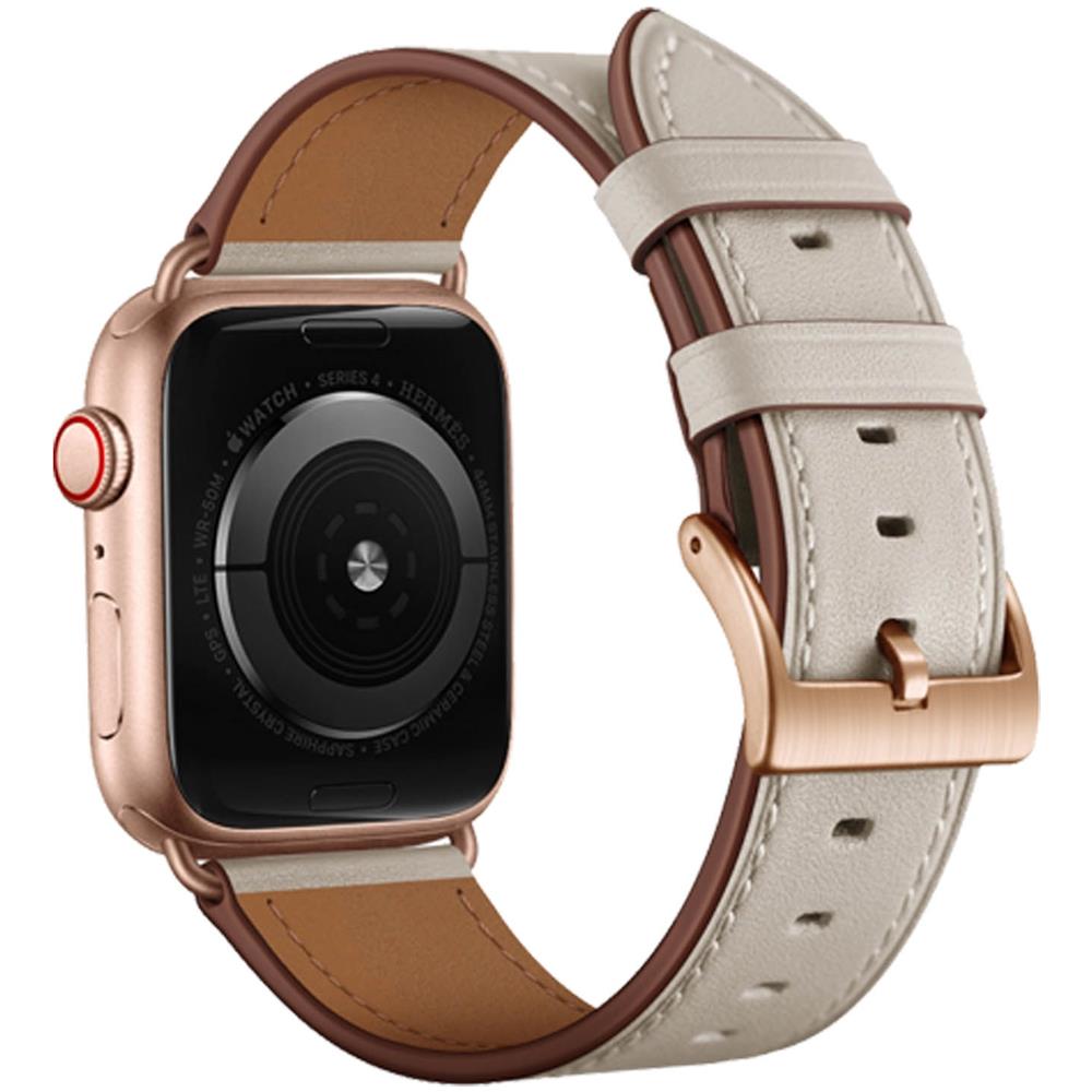 Cinturino Per Apple Watch 45 Mm / 44 Mm / 42 Mm In Vera Pelle Beige - Foto 2