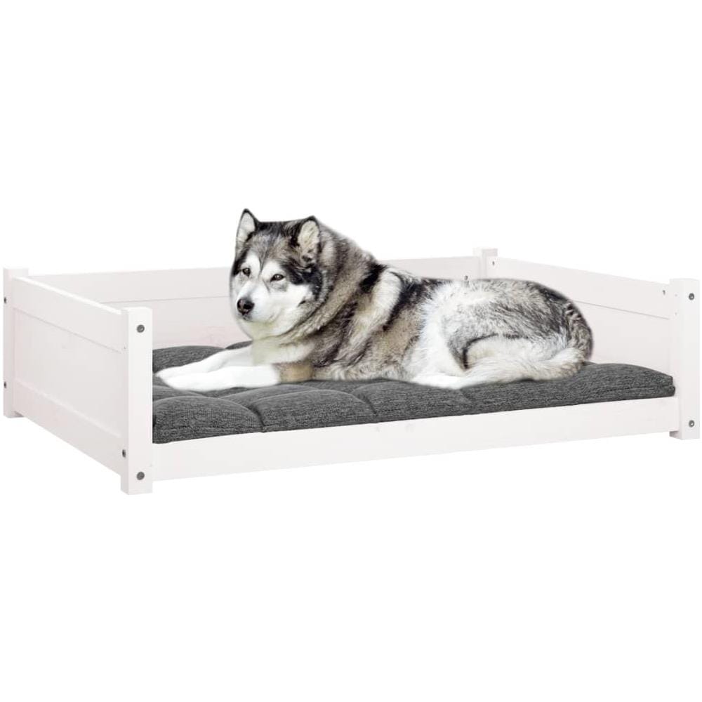 Cuccia Per Cani Bianca 105,5x75,5x28 Cm Legno Massello Di Pino - Foto 7