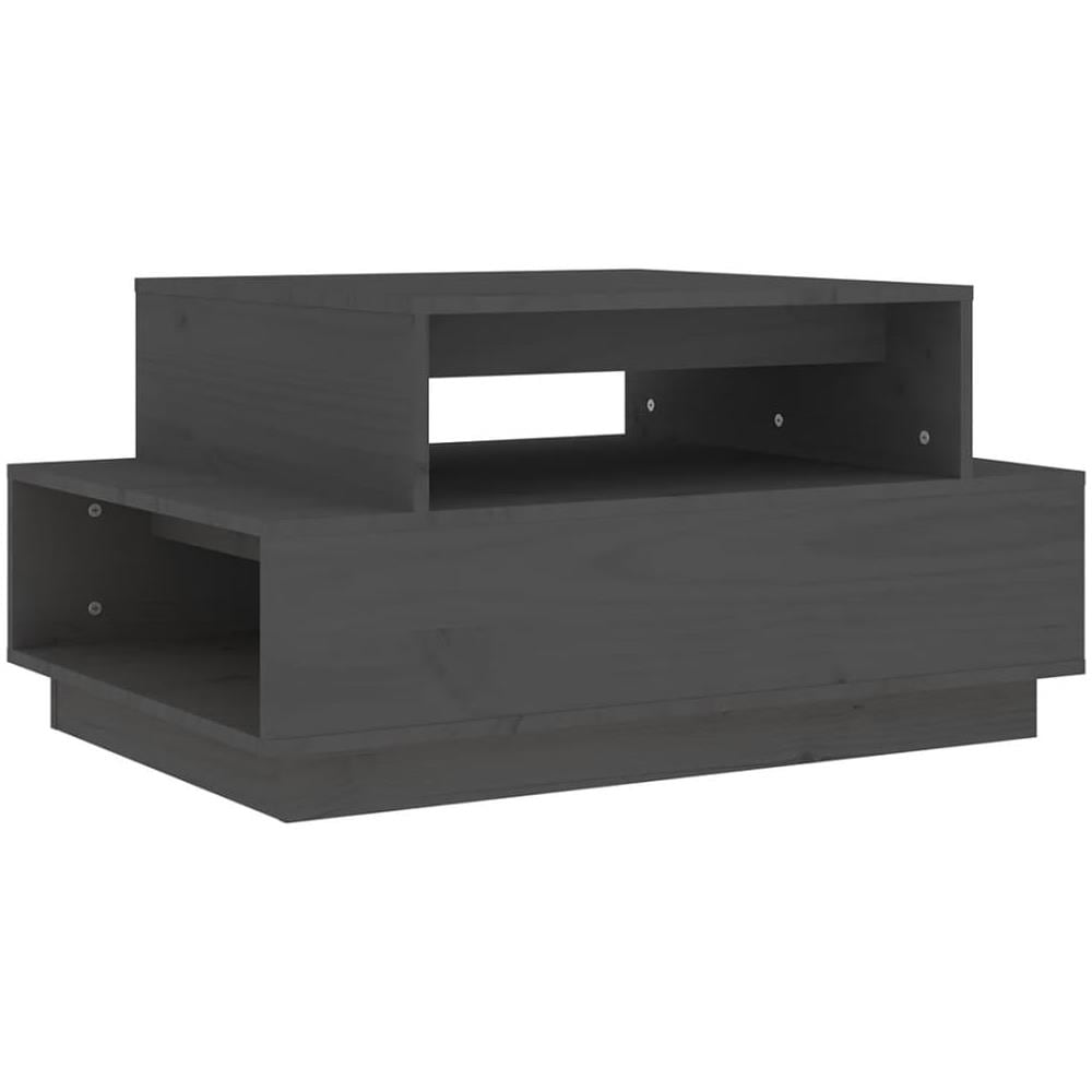 Tavolino Da Salotto Grigio 80x55x40,5 Cm Legno Massello Di Pino - Foto 2